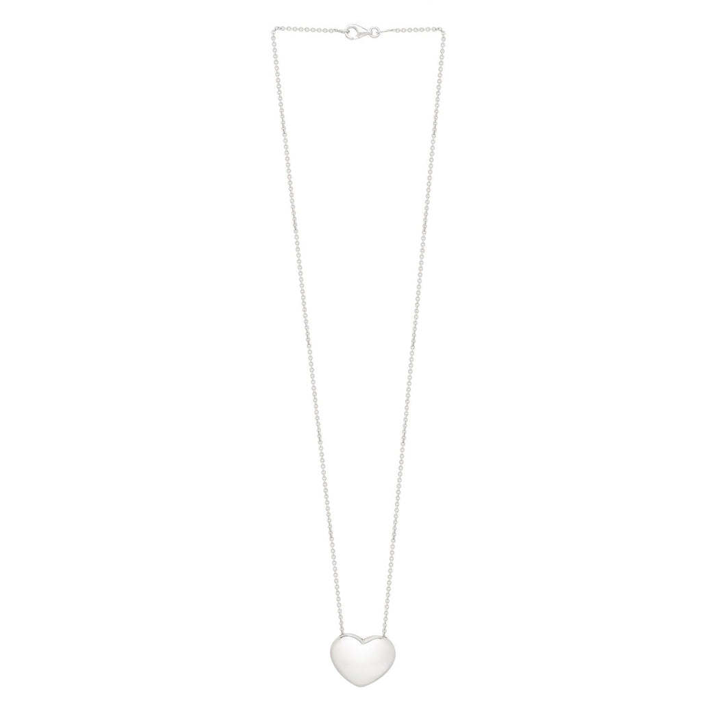 JewelStop Sterling Silver Polished Finish 1.5mm Puffy Heart Chain Necklace, Pear Shaped Lobster Clasp - 18"