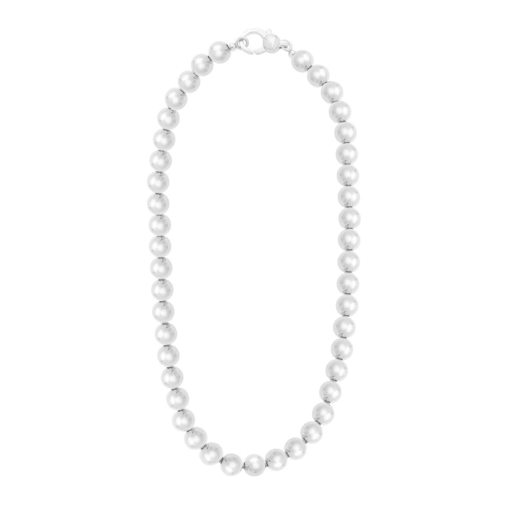 JewelStop Sterling Silver Polished Finish Bold Bead Chain Necklace, Lobster Clasp - 18"