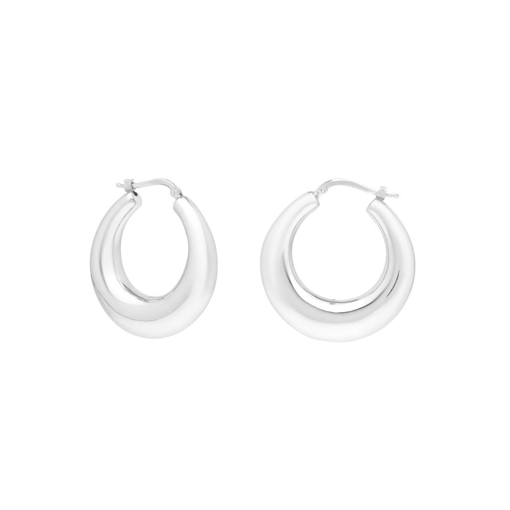 Jewelstop Sterling Silver Polished Medium Graduated Hoop Earring with Hinged Clasp