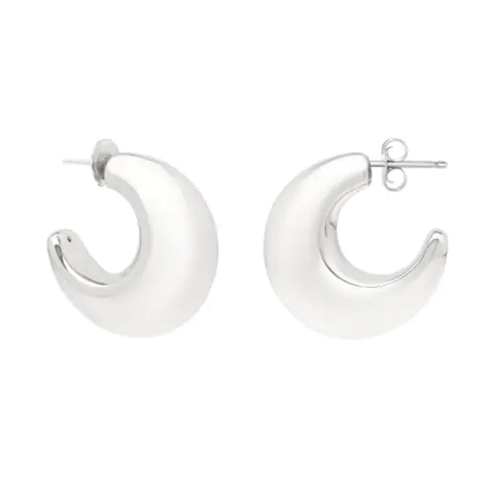 Jewelstop Sterling Silver Polished Half Moon Earrings with Push Back Clasp