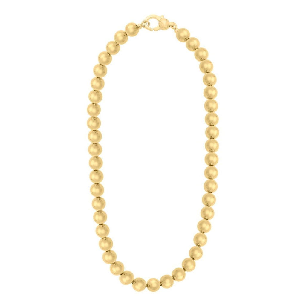 JewelStop Sterling Silver (Yellow Gold Plated) Polished Finish Bold Bead Necklace, Lobster Clasp - 18"