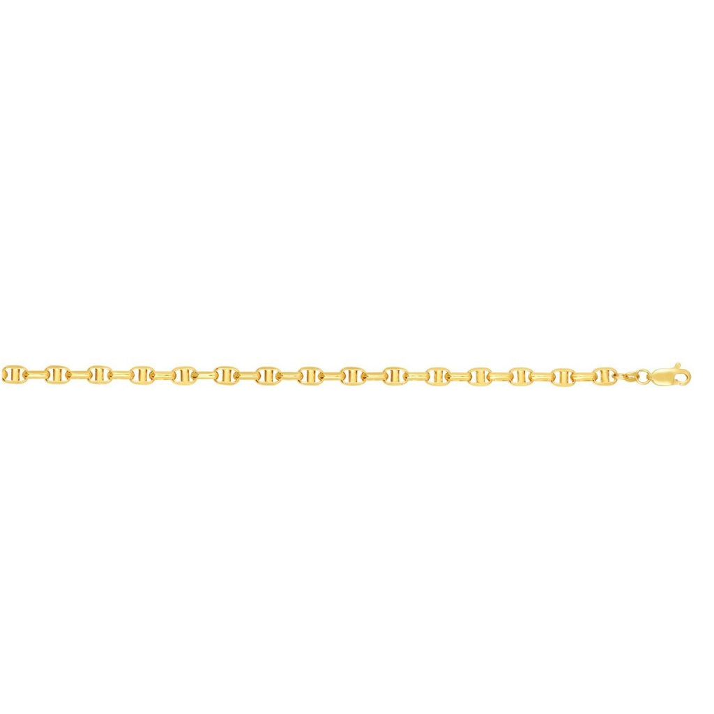 JewelStop 14k Yellow Gold Polished Finish 5.2mm Anchor Chain Necklace, Lobster Clasp - 20",22",24"