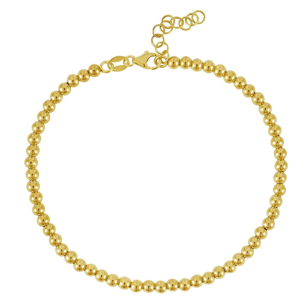 JewelStop 14K Yellow Gold Polished Finish 3mm Includes 1 -2" Extender Bead Chain with Lobster Clasp - 8"