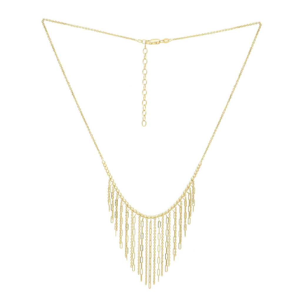 JewelStop 14k Yellow Gold Diamond Cut/ Textured Finish 1.2mm Fringe Necklace, Lobster Clasp - 18" 