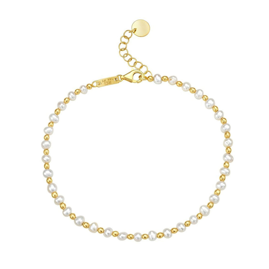 JewelStop 14k Yellow Gold Polished Finish 3mm Pearl Bead Chain, Pear Shaped Lobster Clasp - 18"