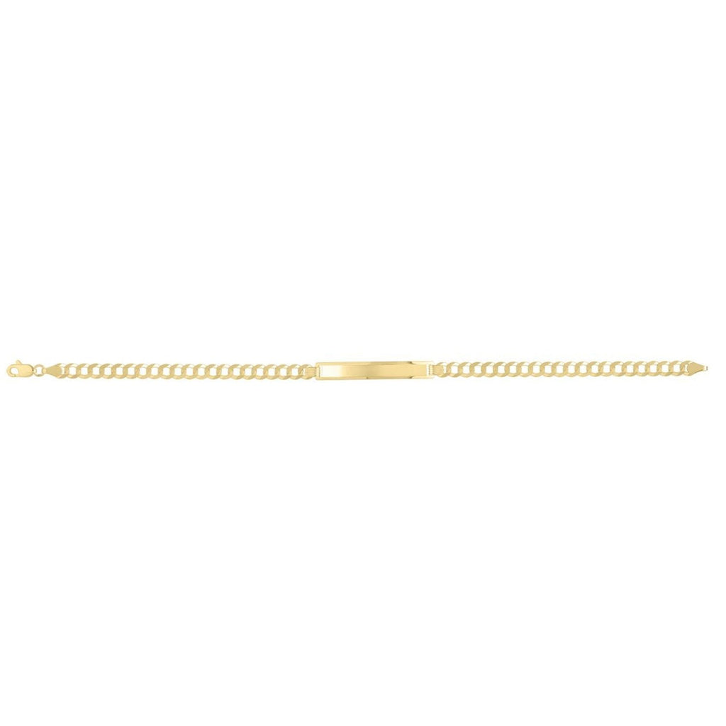 14K Yellow Gold Diamond Cut/ Textured Finish 4.7mm Curb ID Chain Bracelet with Lobster Clasp - 8"