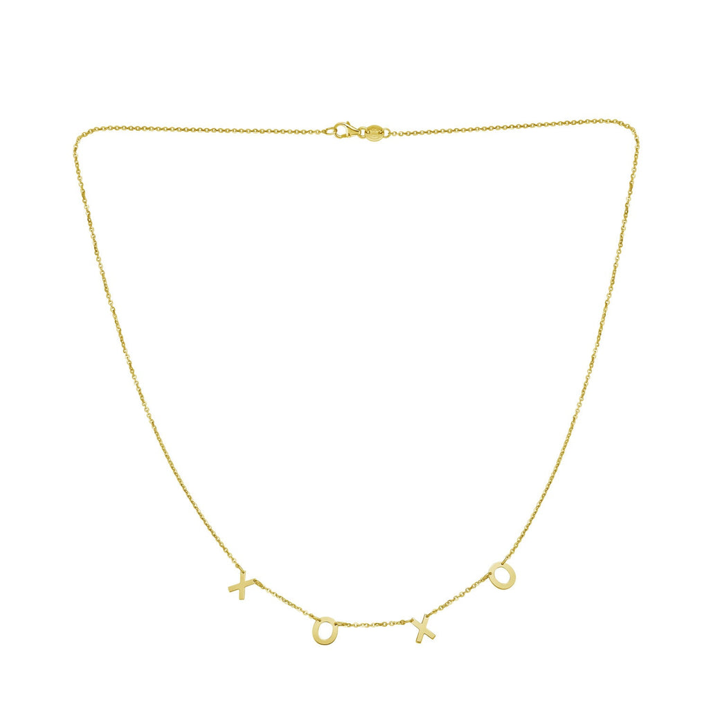 JewelStop 14k Yellow Gold Polished Finish 1mm XOXO Chain Necklace, Pear Shaped Lobster Clasp - 18" 