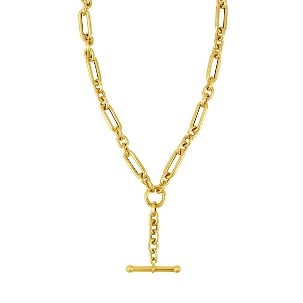 JewelStop 14k Yellow Gold Polished Finish 8.6mmToggle Necklace, Lobster Clasp - 18" 