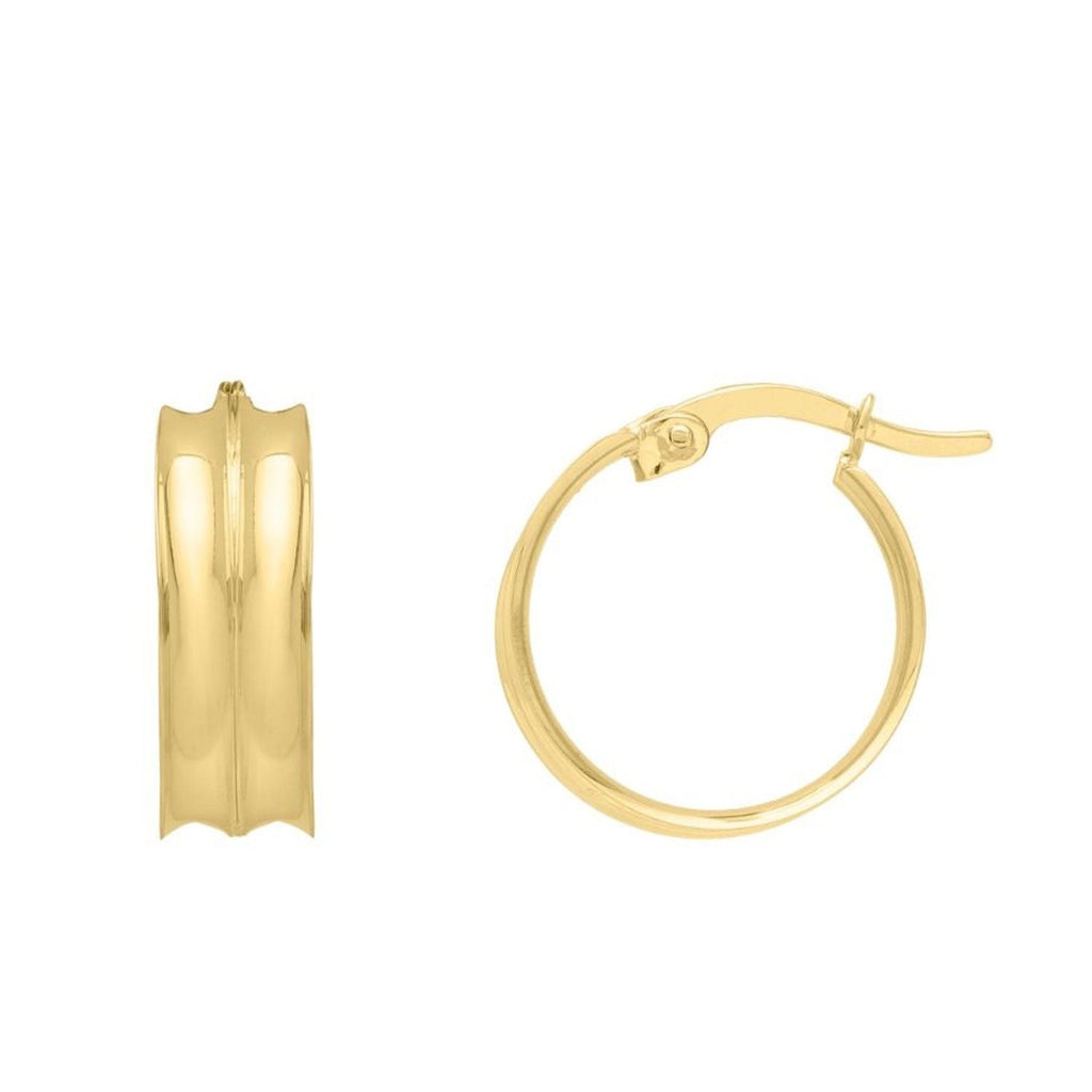 Jewelstop 14K Yellow Gold Polished Finish Large Concave Hoop Earrings with Hinged Clasp