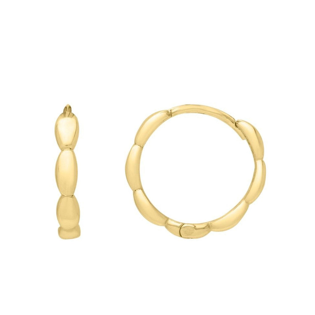 Jewelstop 14K Yellow Gold Polished Finish Small Rice Hoop Earrings with Snap Clasp