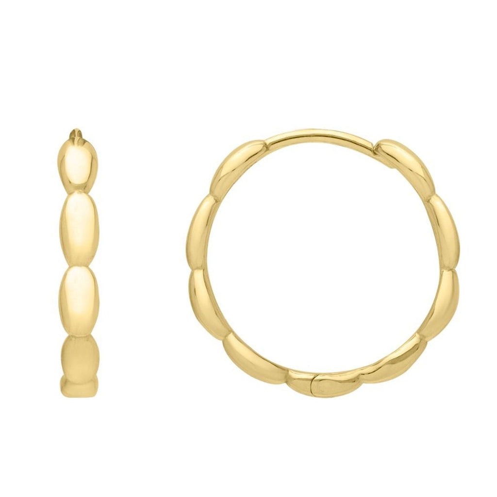 Jewelstop 14K Yellow Gold Polished Finish Medium Rice Hoop Earrings with Snap Clasp