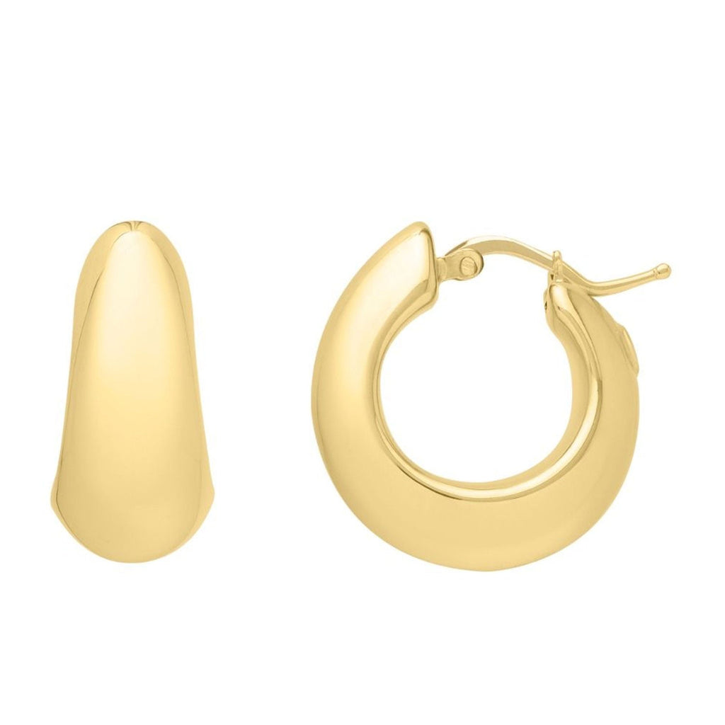 Jewelstop 14K Yellow Gold Polished Finish Tapered Hoop Earrings with Hinged Clasp