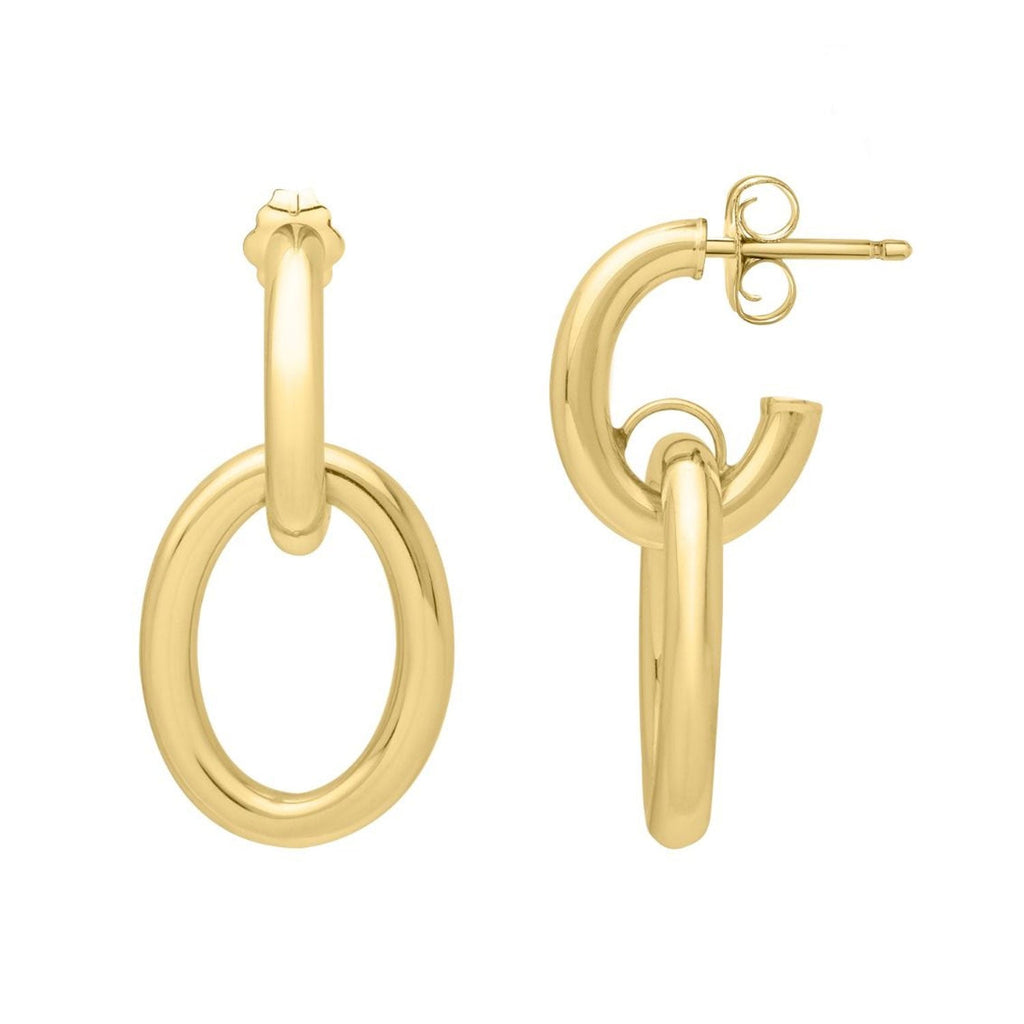 Jewelstop 14K Yellow Gold Polished Finish Interlocking Link Drop Earrings with Push Back Clasp