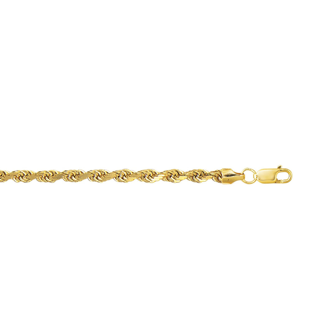 JewelStop 14K Yellow Gold Diamond Cut/Textured Finish 4mm Lite Rope Chain with Lobster Clasp -22",18",20",24"