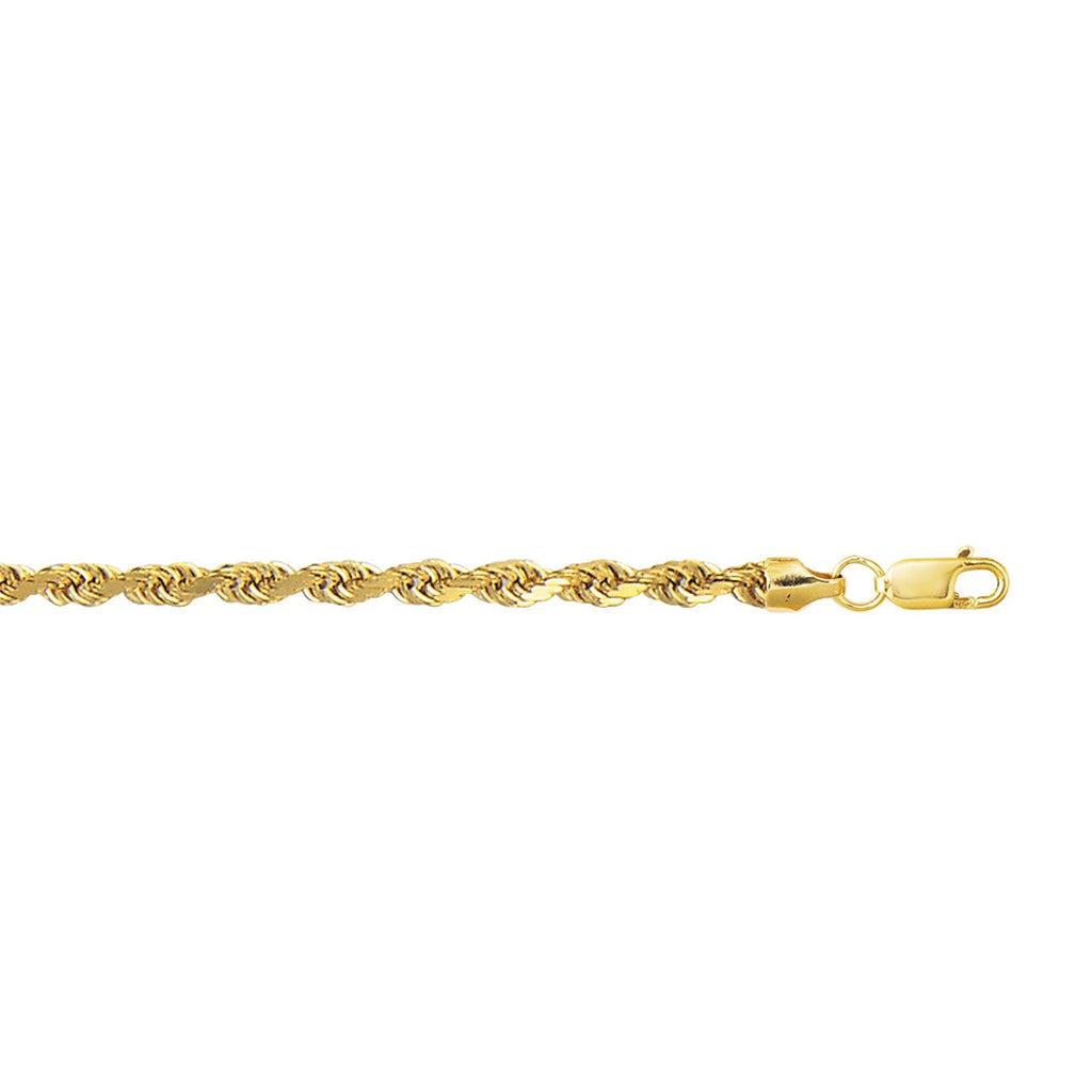 JewelStop 14K Yellow Gold Diamond Cut/Textured Finish 5mm Lite Rope Chain with Lobster Clasp -20",22",24"