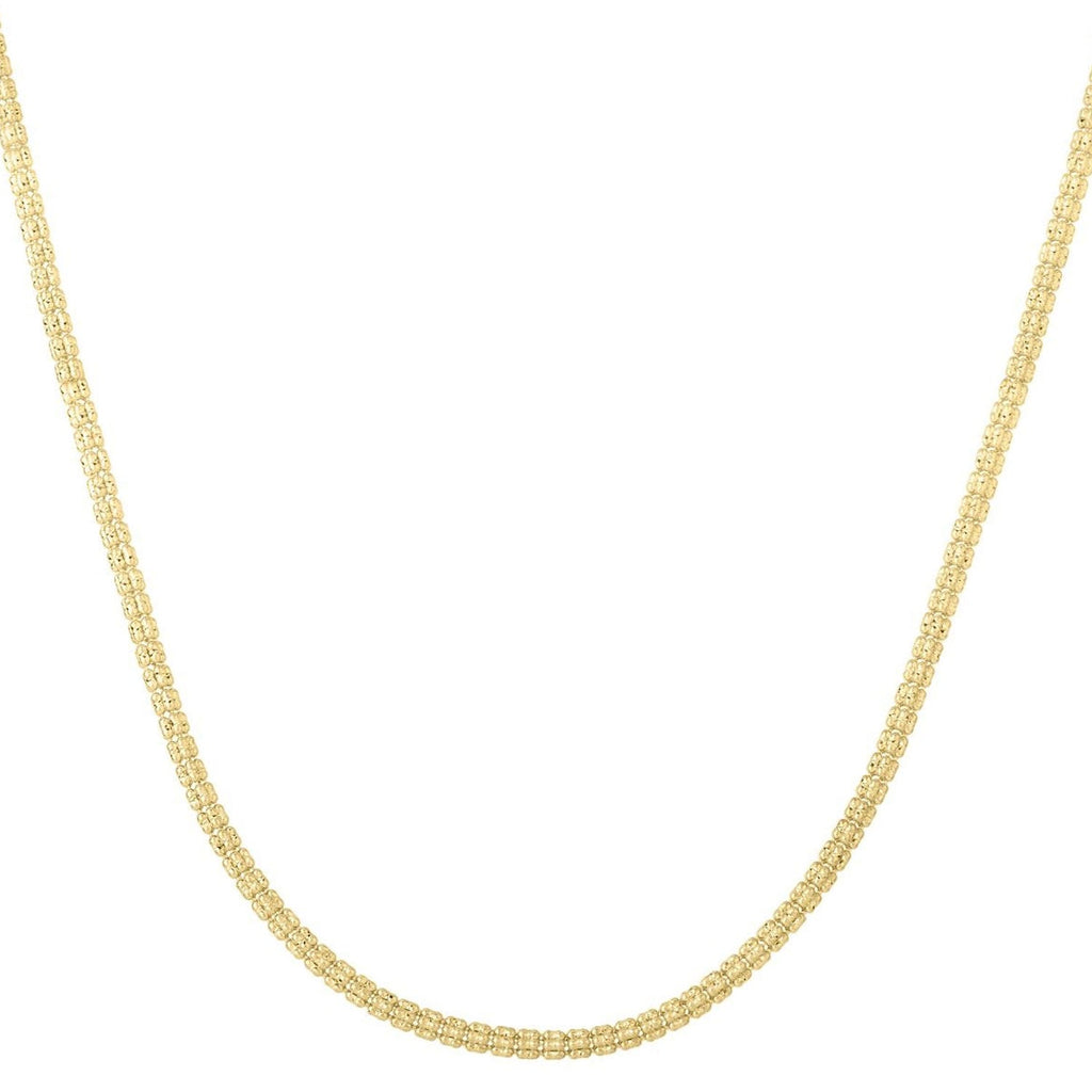 JewelStop 14k Yellow Gold Diamond Cut/textured Finish 3.3mm Fancy Ice Chain Necklace, Lobster Clasp - 18",20",24"