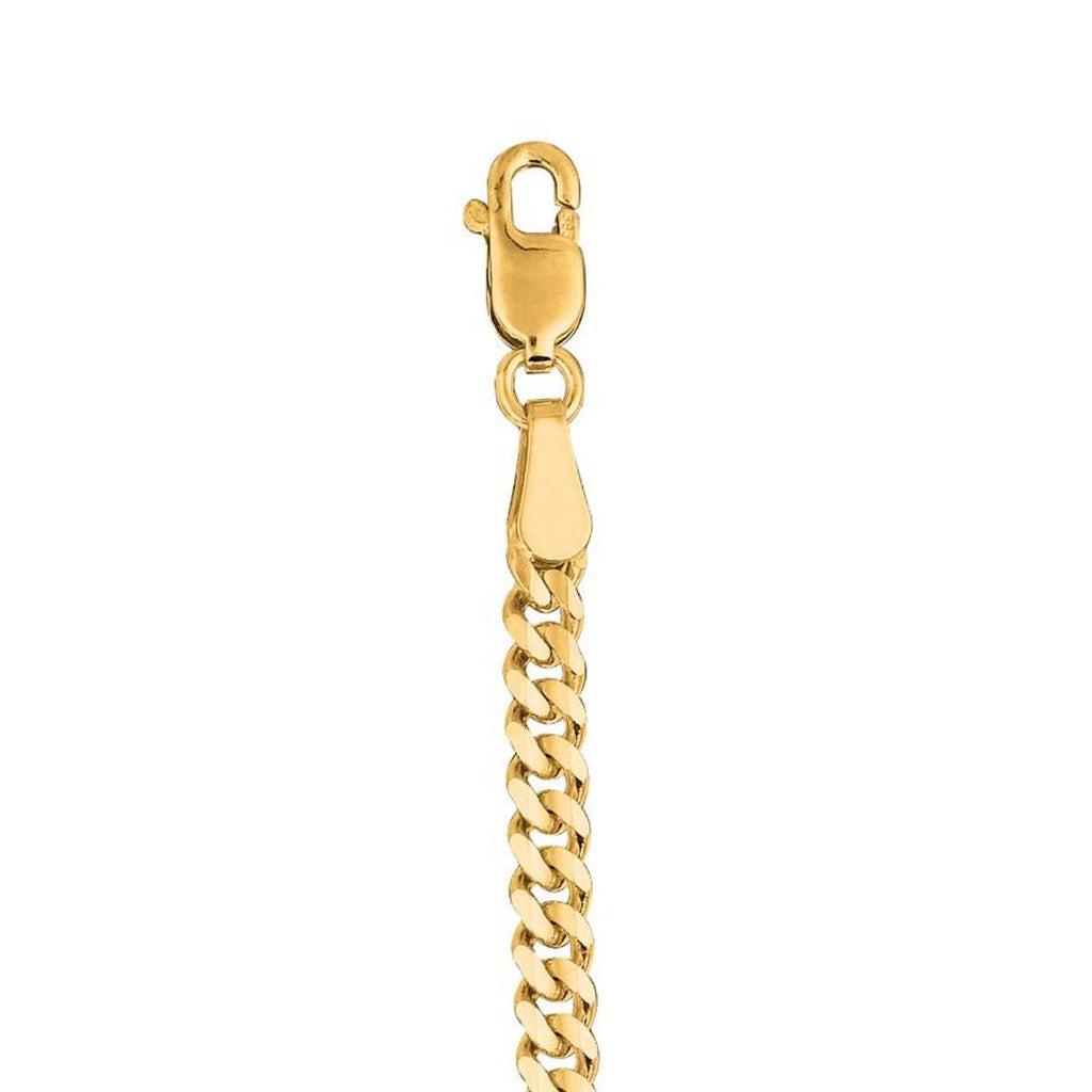 JewelStop 14K Yellow Gold Diamond Cut/ Textured Finish 3.3mm Gourmette Chain Bracelet with Lobster Clasp - 22"