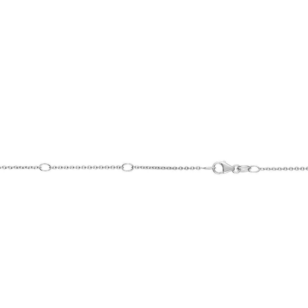 JewelStop 18K White Gold Diamond Cut/ Textured Finish 1.3mm Double Extendable Cable Chain, Lobster Clasp - 18" Total length, jump ring at 16" and 17".