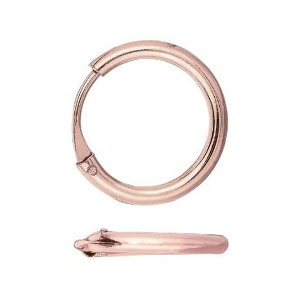 Real 14K Rose Gold Round Endless Hoop Earrings - 12mm, Nickel-Free, Handmade For Women