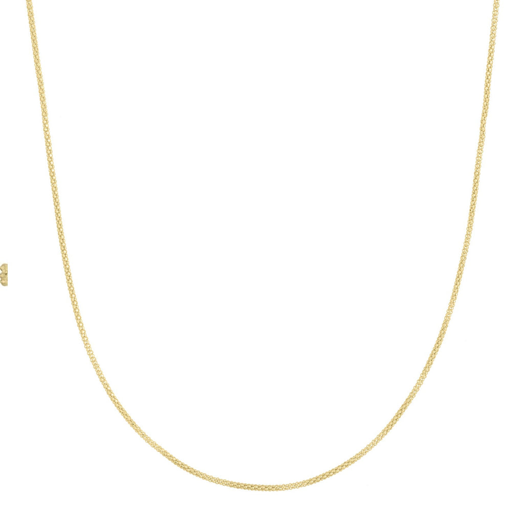 JewelStop 14k Yellow Gold Polished Finish 1.3mm Popcorn Chain Necklace, Lobster Clasp - 16",18",20"