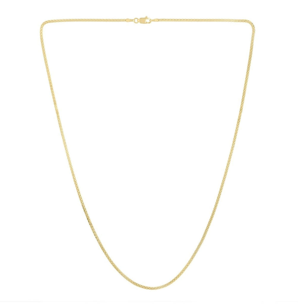 JewelStop 14k Yellow Gold Polished Finish 1.65mm Popcorn Chain Necklace, Lobster Clasp - 16",18",20",22"