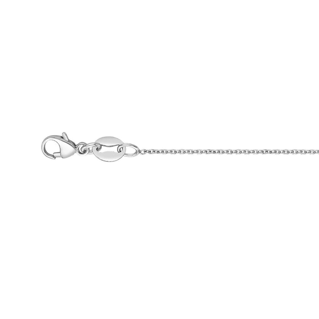 JewelStop Platinum Non-diamond Cut Finish 1.2mm Oval Cable Chani Necklace, Pear Shaped Lobster Clasp - 16",18",20"