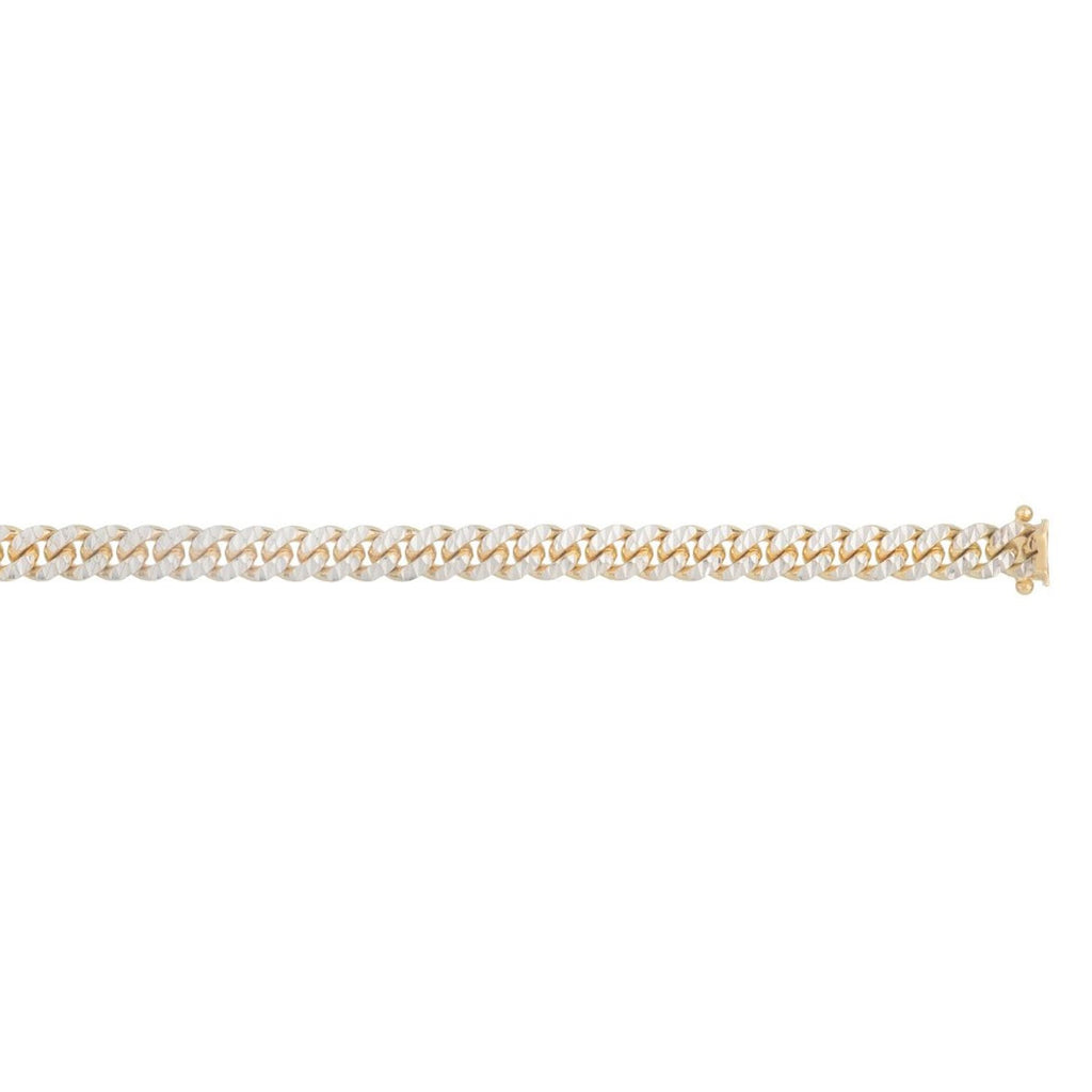 JewelStop 14k Yellow Gold Diamond Cut/textured Finish 4mm Pave Classic Miami Cuban Chain, Box, Both Side Figure 8 Clasp - 18",20",22",24"