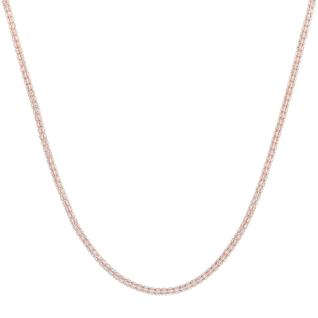 JewelStop 14k Rose Gold Two-tone Diamond Cut/textured Finish 3.3mm Fancy Ice Chain Necklace, Lobster Clasp - 16",18",20",22"