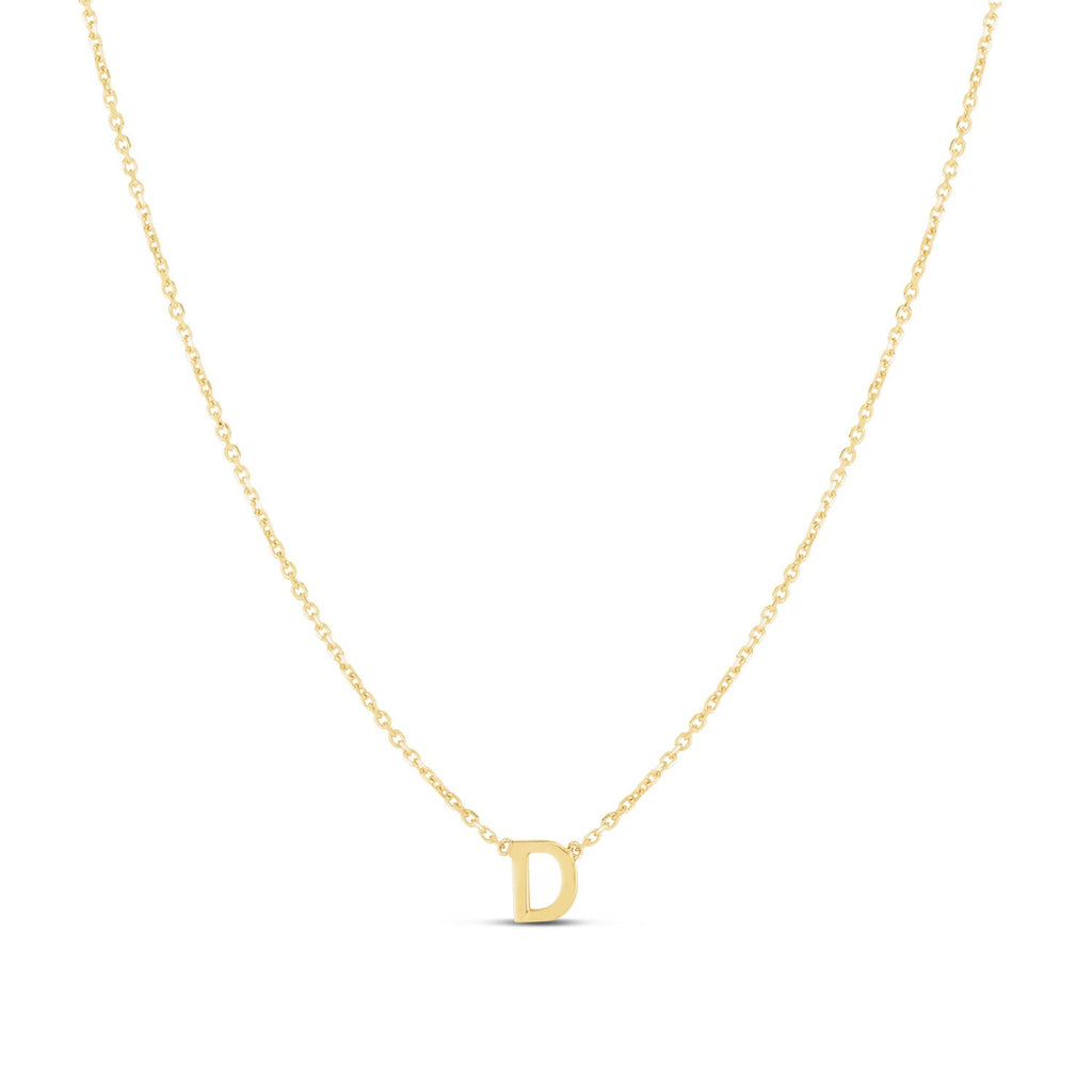 JewelStop 14k Yellow Gold Polished Finish Mini Initial D Necklace with Spring Ring Clasp - 18"