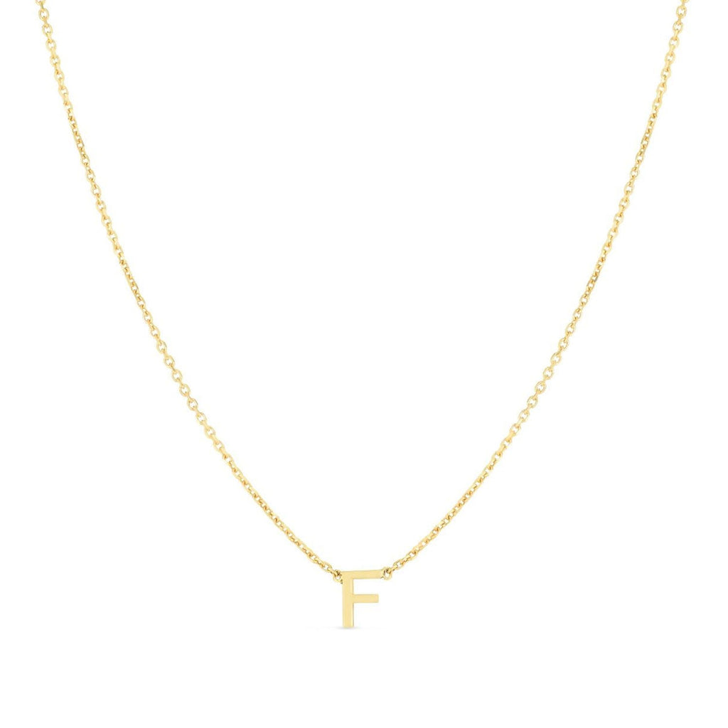 JewelStop 14k Yellow Gold Polished Finish Mini Initial F Necklace with Spring Ring Clasp - 18"