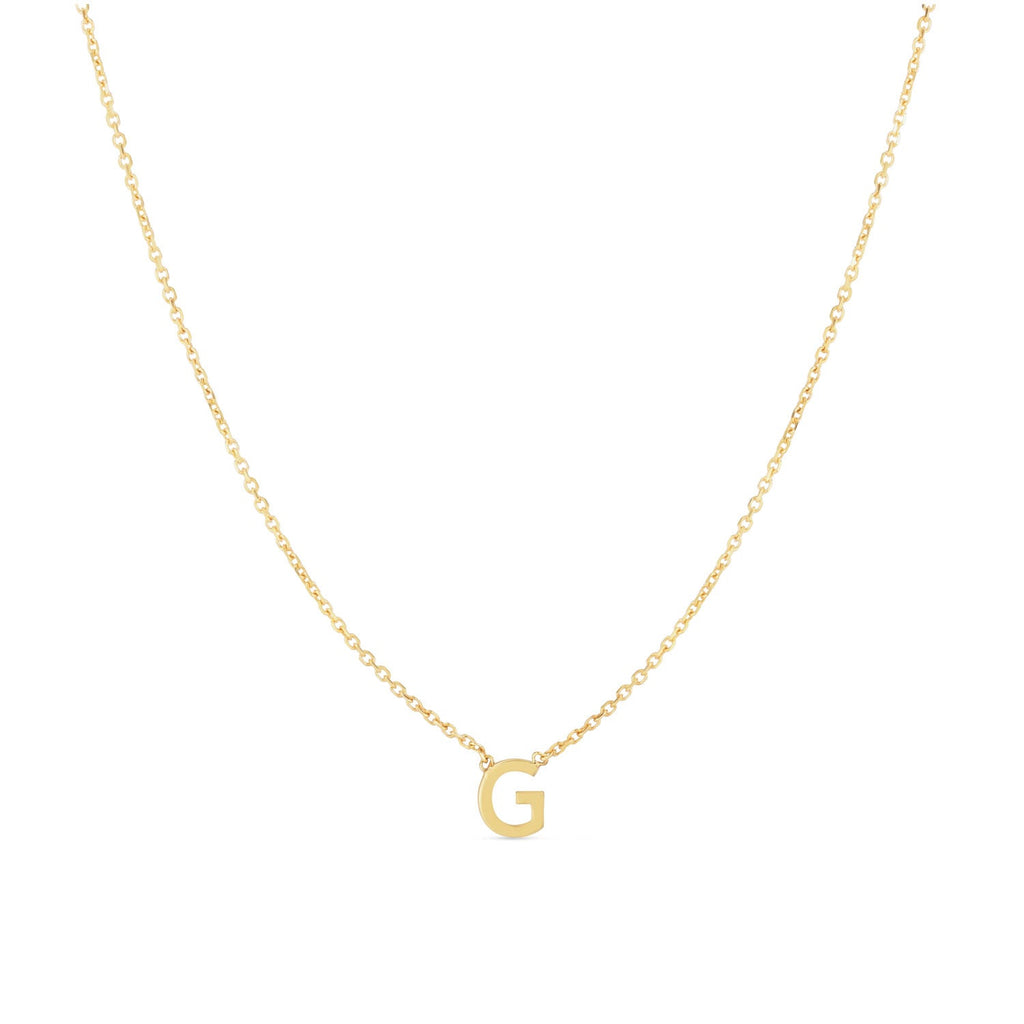 JewelStop 14k Yellow Gold Polished Finish Mini Initial G Necklace with Spring Ring Clasp - 18"