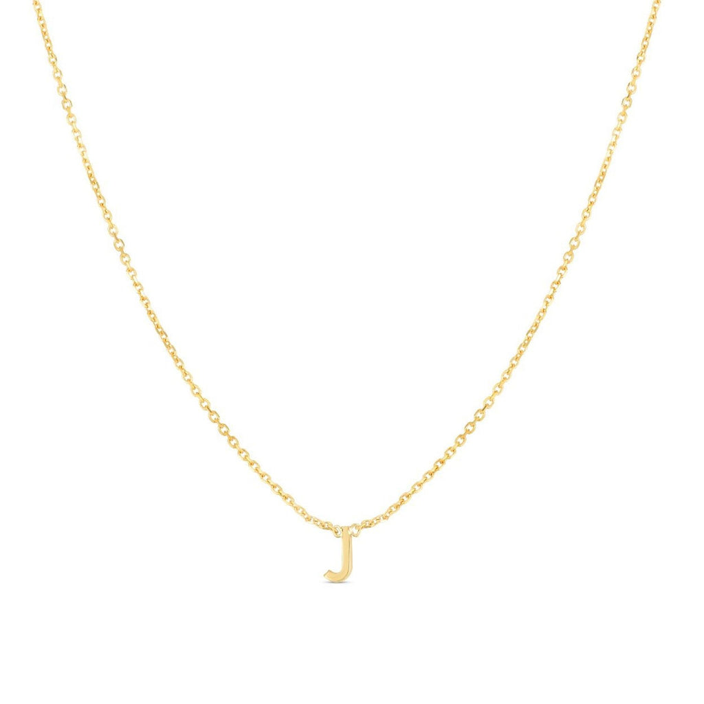 JewelStop 14k Yellow Gold Polished Finish Mini Initial J Necklace with Spring Ring Clasp - 18"