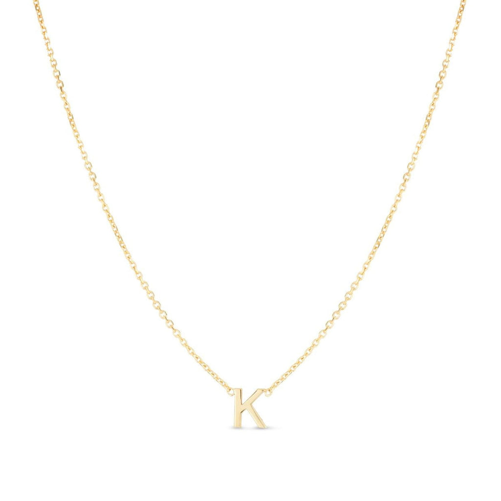 JewelStop 14k Yellow Gold Polished Finish Mini Initial K Necklace with Spring Ring Clasp - 18"