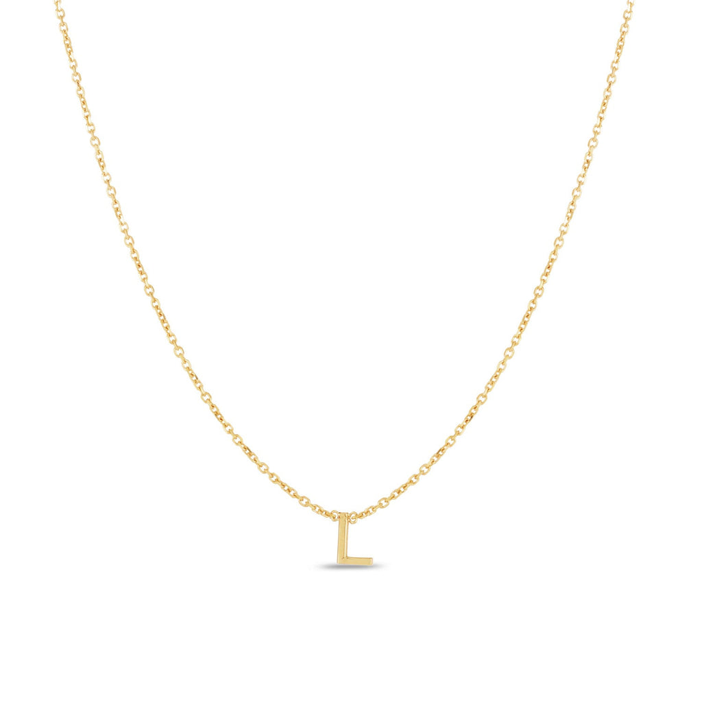 JewelStop 14k Yellow Gold Polished Finish Mini Initial L Necklace with Spring Ring Clasp - 18"