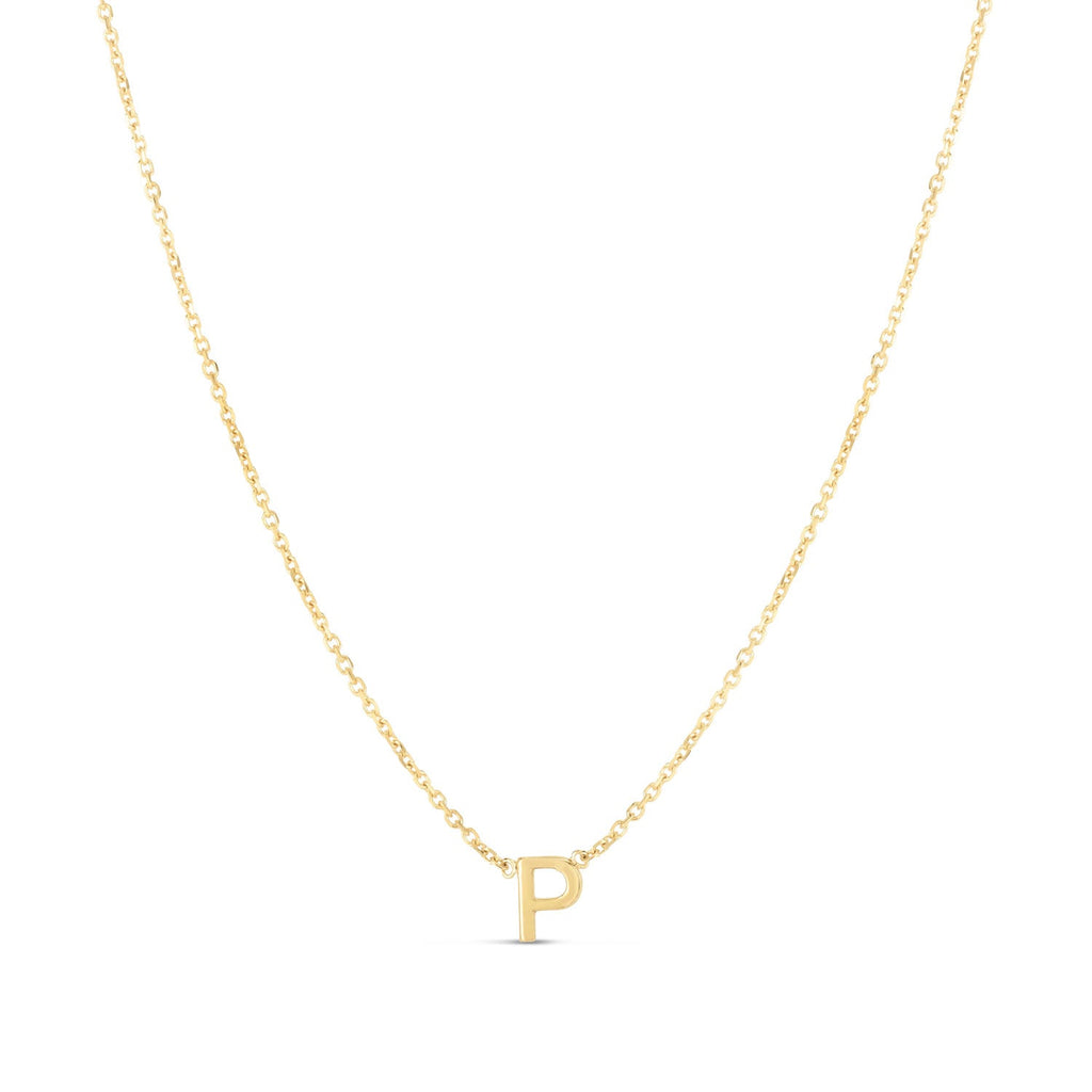 JewelStop 14k Yellow Gold Polished Finish Mini Initial P Necklace with Spring Ring Clasp - 18"