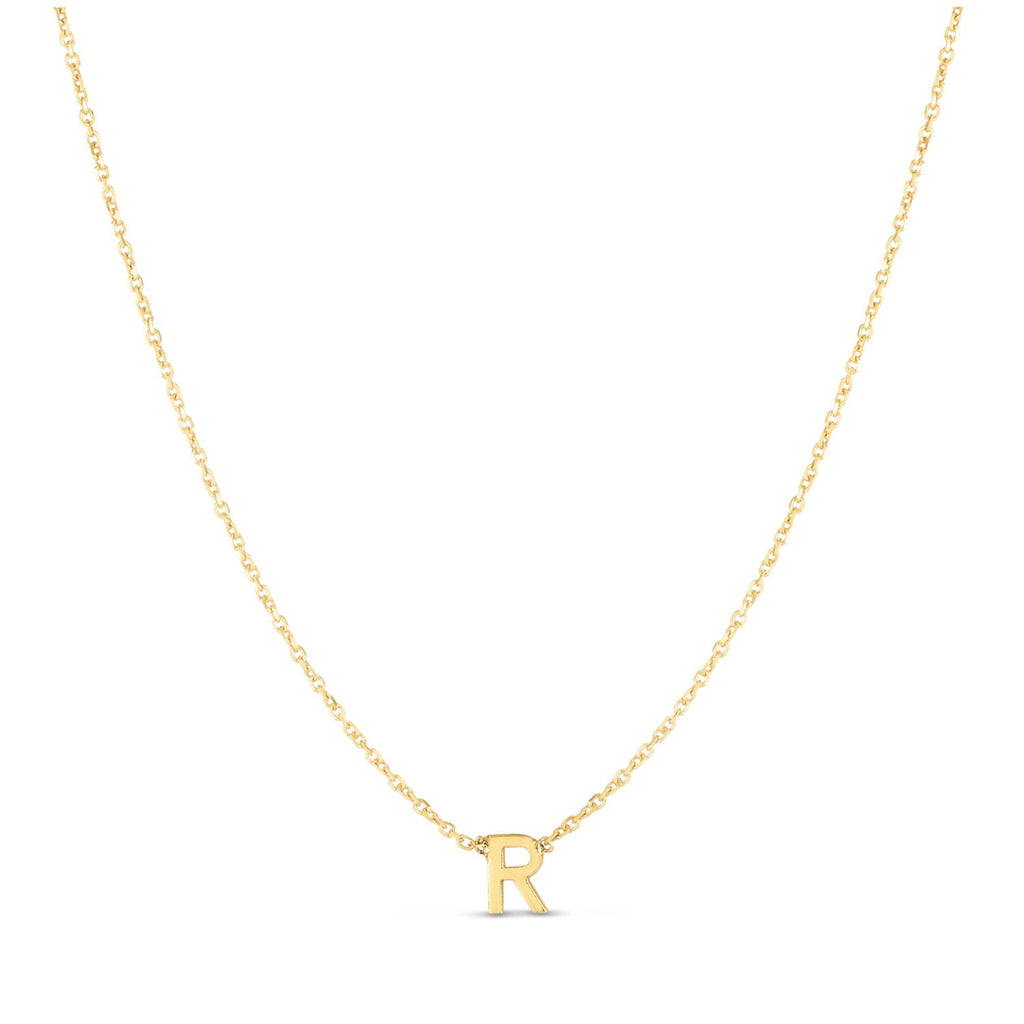 JewelStop 14k Yellow Gold Polished Finish Mini Initial R Necklace with Spring Ring Clasp - 18"