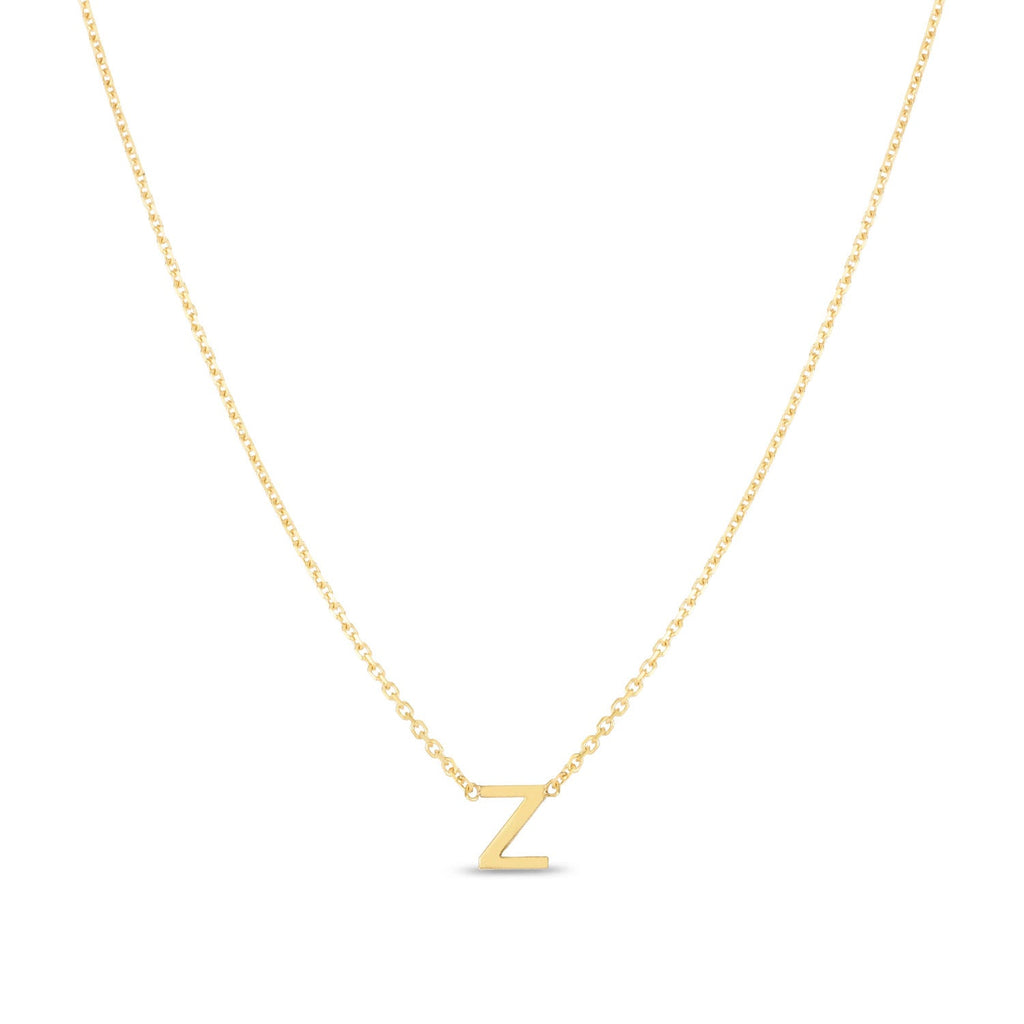 JewelStop 14k Yellow Gold Polished Finish Mini Initial Z Necklace with Spring Ring Clasp - 18"