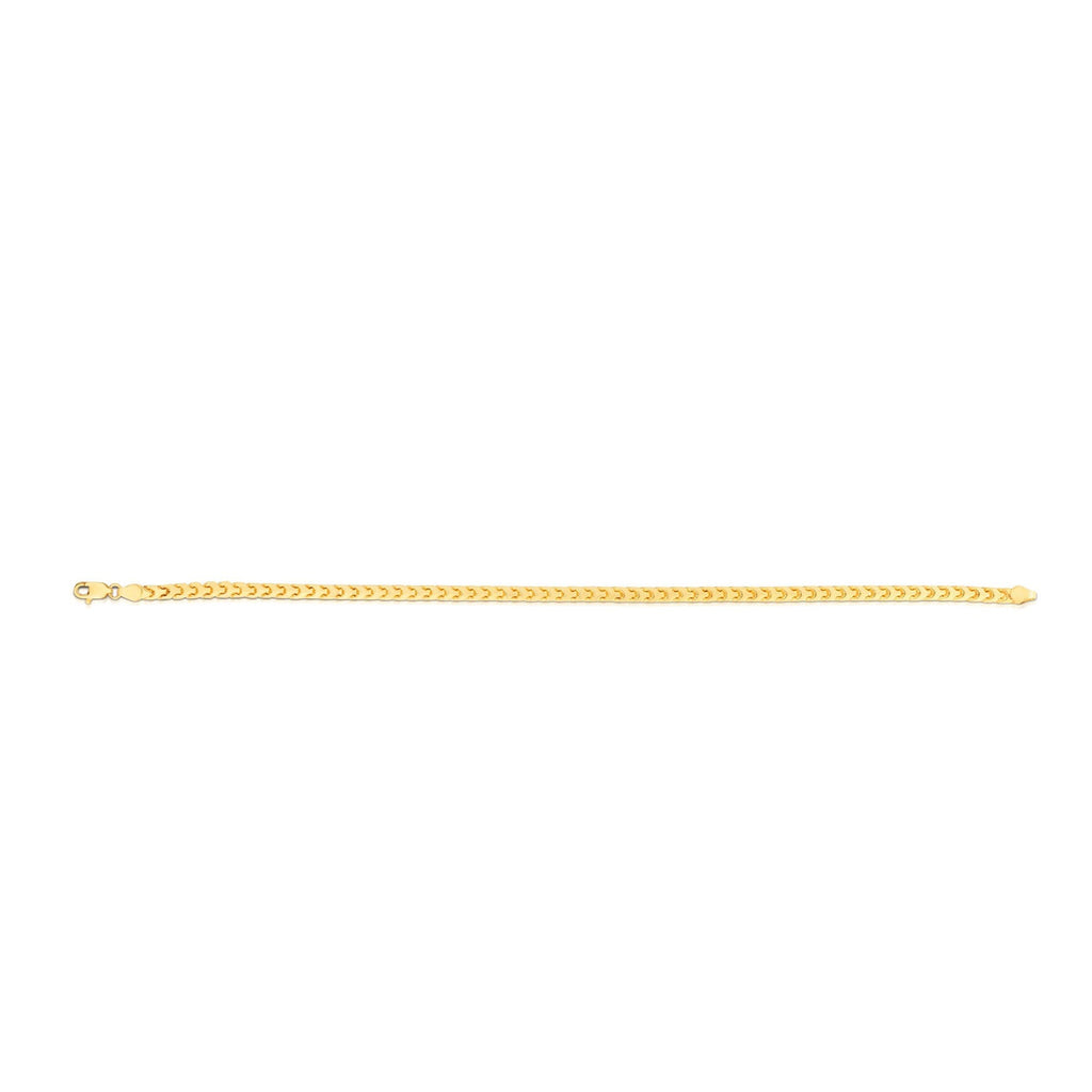 JewelStop 14K Yellow Gold Diamond Cut/Textured Finish 3.1mm Round Franco Chain Bracelet with Lobster Lock-7.5",20",22",24"