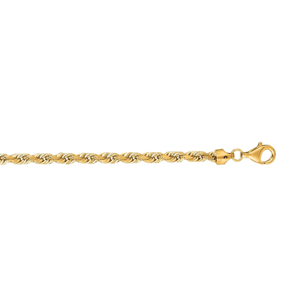 JewelStop 14K Yellow Gold Diamond Cut/Textured Finish 7mm Solid Royal Rope Chain with Lobster Clasp -22",24",26"