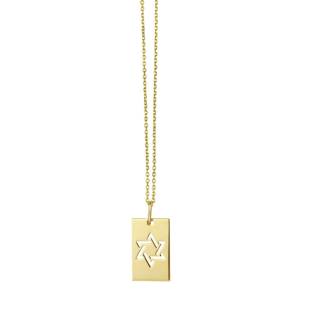 JewelStop 14k Yellow Gold Polished Finish Star of David Tag Chain Necklace, Lobster Clasp - 18" 