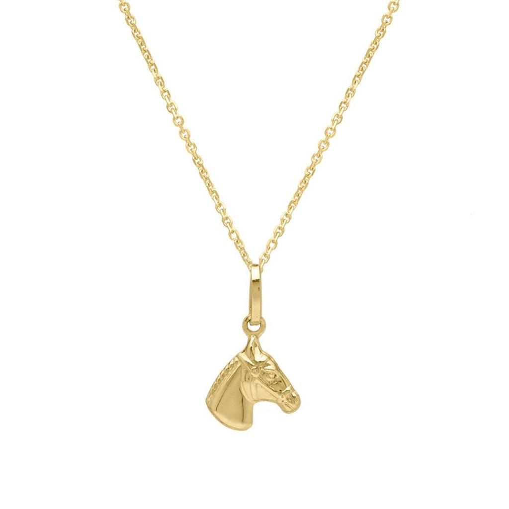 JewelStop 14k Yellow Gold Polished Finish Small Horse Pendant on Chain Necklace, Lobster Clasp - 18" 