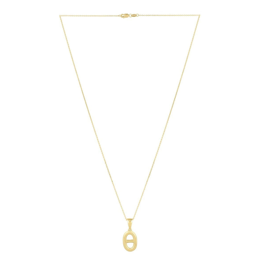 JewelStop 14k Yellow Gold Polished Finish 25mm x 11mm Mariner Link Pendant on Chain Necklace, Lobster Clasp - 18" 