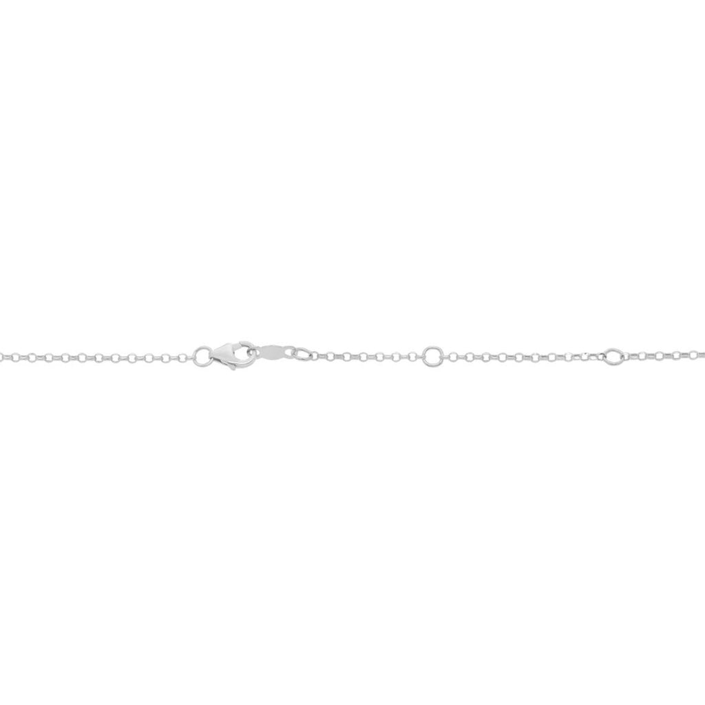 JewelStop 14k White Gold Diamond Cut/ Textured Finish Lite Rolo Double Extendable Chain, Lobster Clasp - 18" Total length, jump ring at 16" and 17".