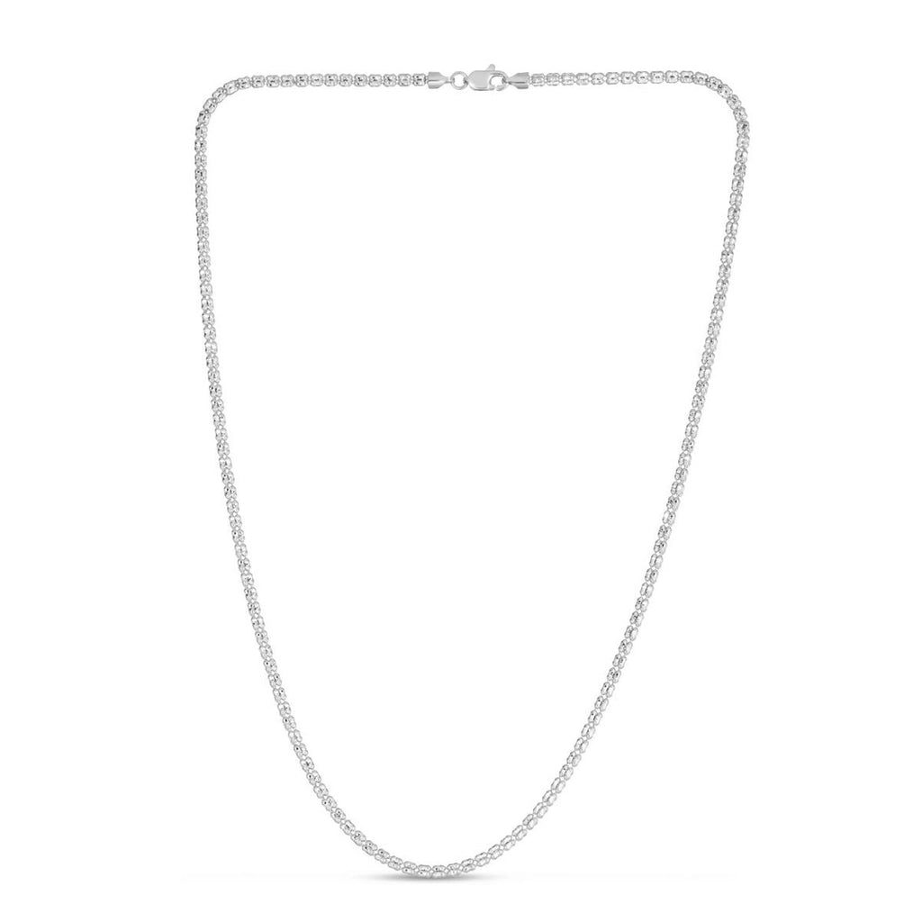 JewelStop 14k White Gold Diamond Cut/textured Finish 2.74mm Fancy Ice Chain Necklace, Lobster Clasp - 16",18",20",22"