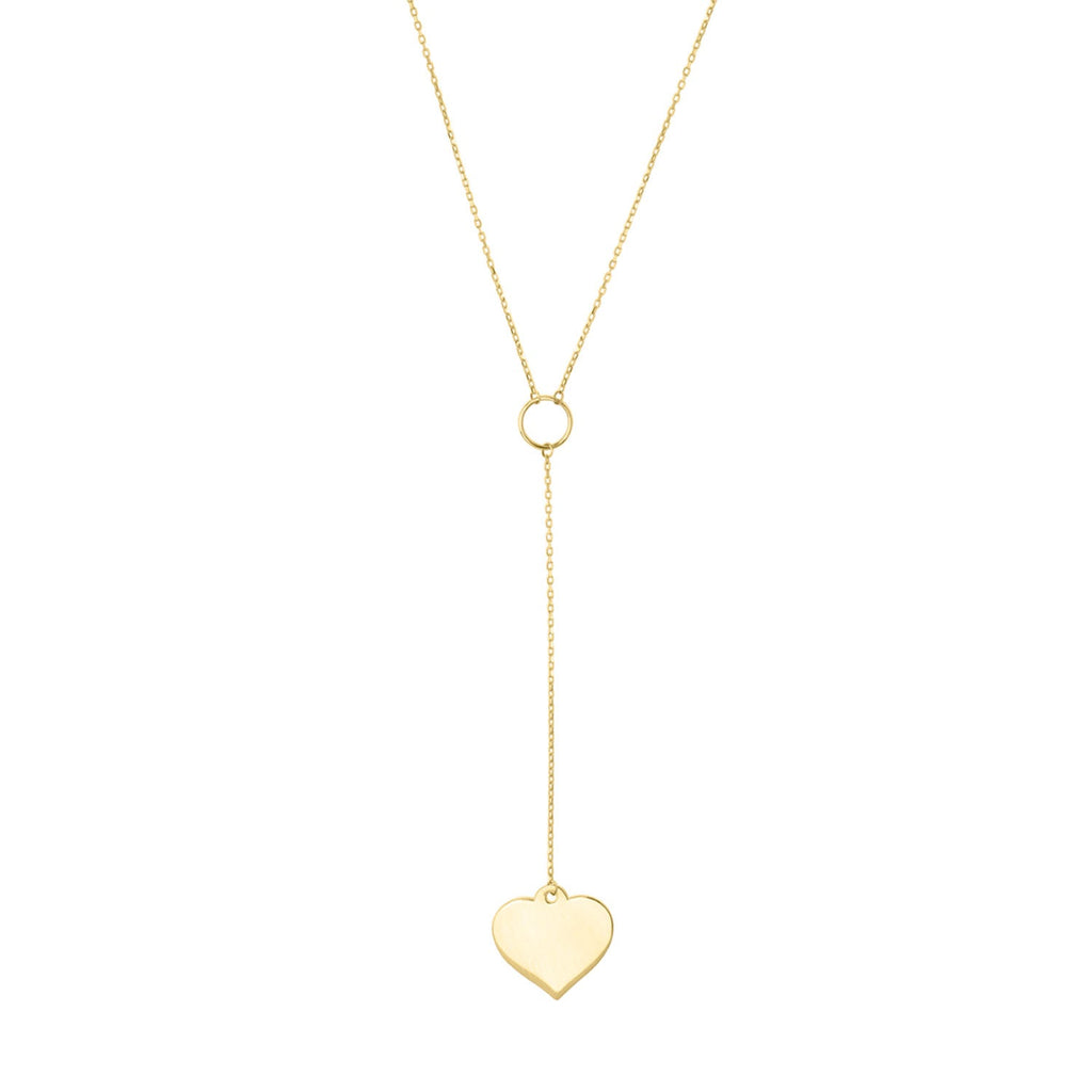 JewelStop 10k Yellow Gold Polished Finish Heart Lariat Chain Necklace, Toggle Clasp - 18" 