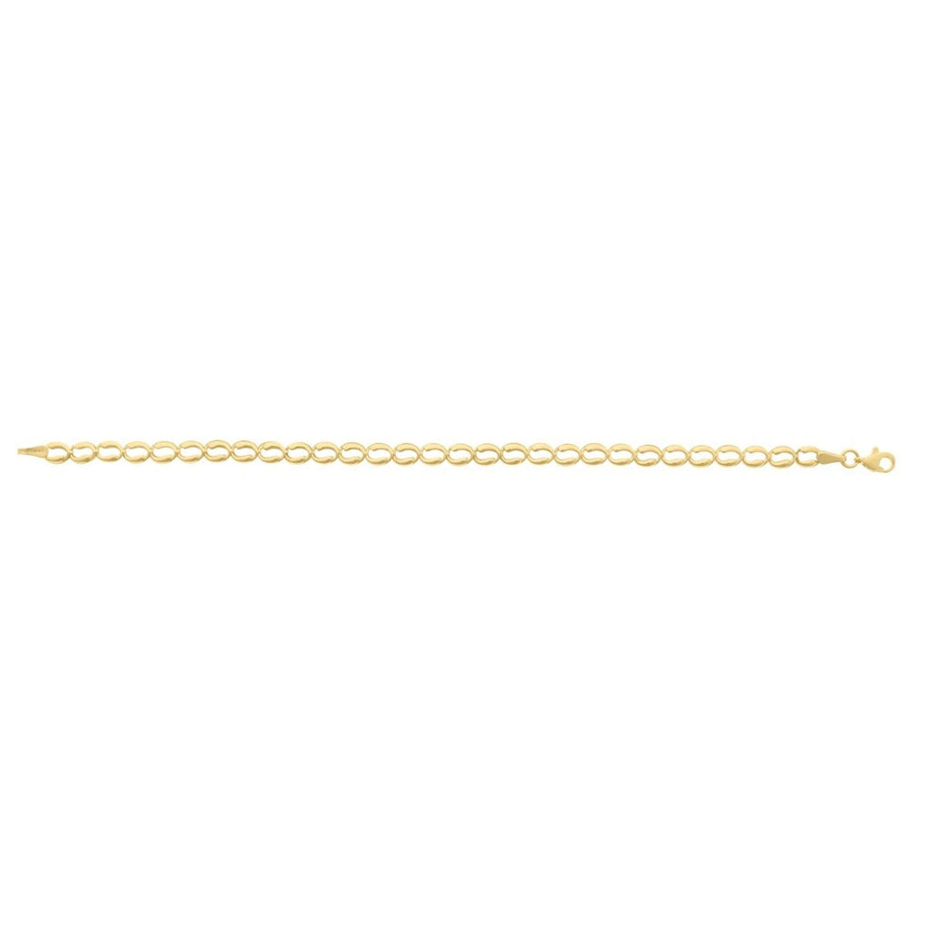 10k Yellow Gold Polished Finish Fancy Open Oval Link Chain Bracelet with Lobster Clasp -7.25"