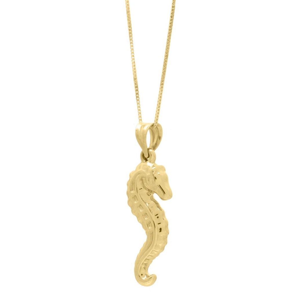 JewelStop 10k Yellow Gold Polished Finish Seahorse Pendant Chain Necklace, Spring Ring Clasp - 18" 