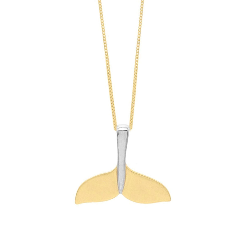 JewelStop 10k Two-tone Gold Polished Finish Whale Tail Pendant Chain Necklace, Spring Ring Clasp - 18" 