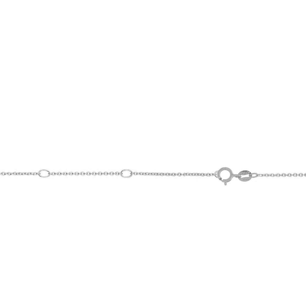 JewelStop 10k White Gold Diamond Cut/ Textured Finish .86mm Double Extendable Cable Chain, Spring Ring Clasp - 18"Total length, jump ring at 16" and 17".