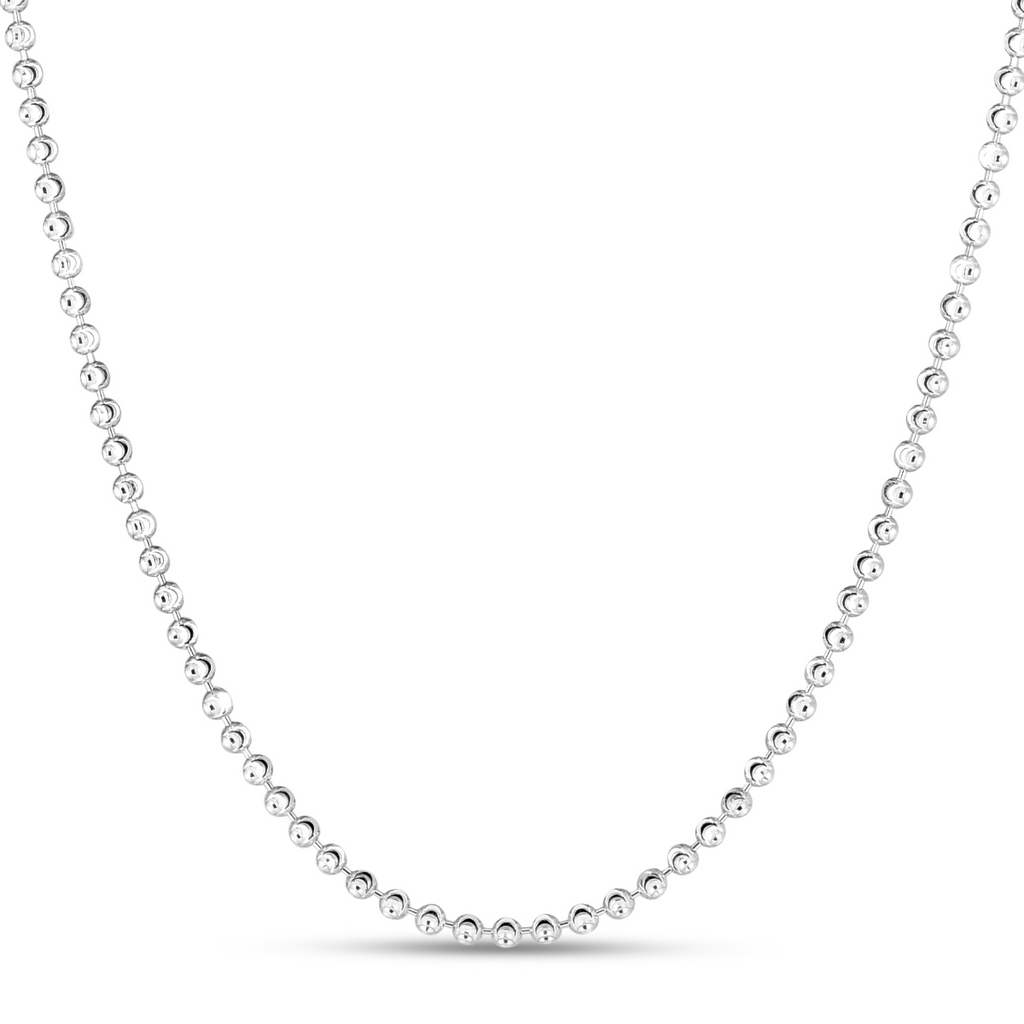 JewelStop Sterling Silver Diamond Cut/Textured Finish 2.5mm Moon-cut Bead Chain with Lobster Clasp -18",20"